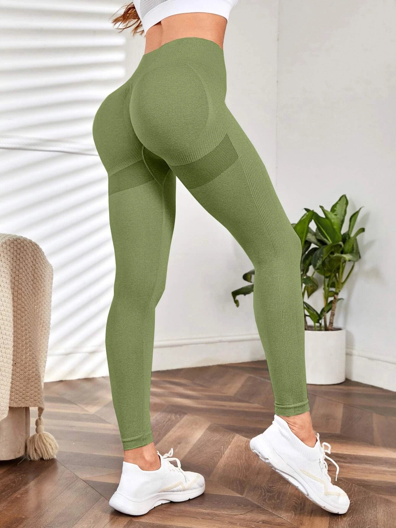 Women's High Waist Yoga Pants Tiktok Scrunch Butt Cross Waist Leggings  Tights Tummy Control Butt Lift Quick Dry Grey Black Army Green Yoga Fitness  Gym