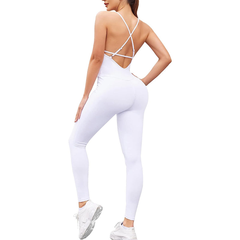 High Stretchy Low Cut Backless Workout Jumpsuit AECH ACTIVE