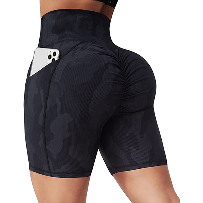 Dark Slate Gray Maya Camo V Cross Workout Shorts