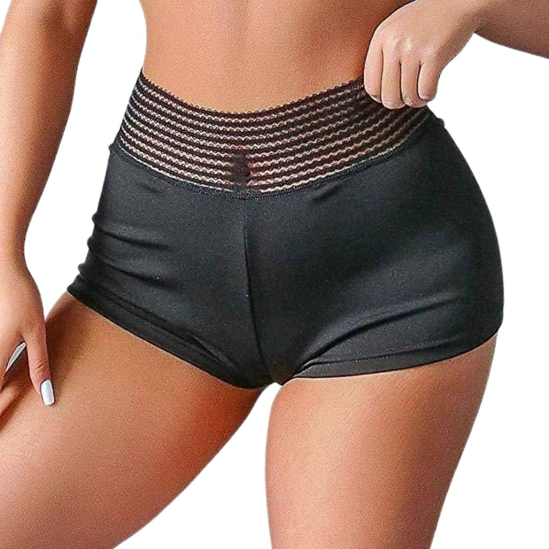 Rosy Brown Black High Waist Ruched Butt Lifting Shorts