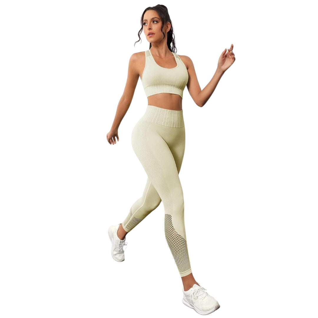 Light Gray Victoria Hollow Out Workout Set