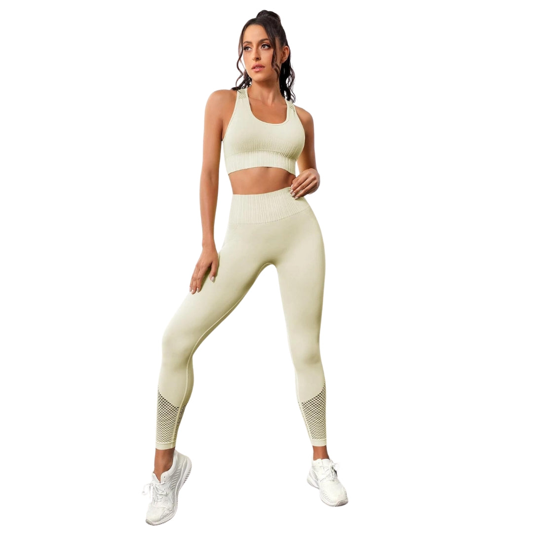 Light Gray Victoria Hollow Out Workout Set