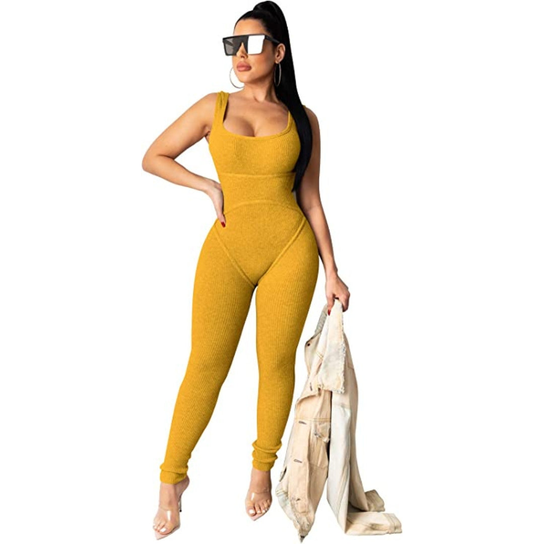 Goldenrod Nyra Ribbed Sporty Jumpsuit
