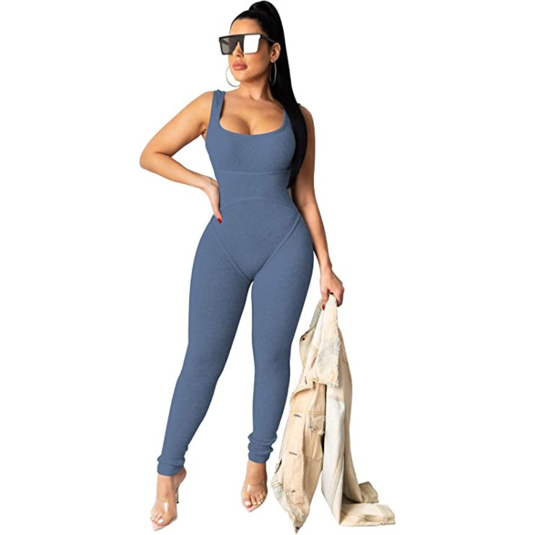 Dim Gray Nyra Ribbed Sporty Jumpsuit