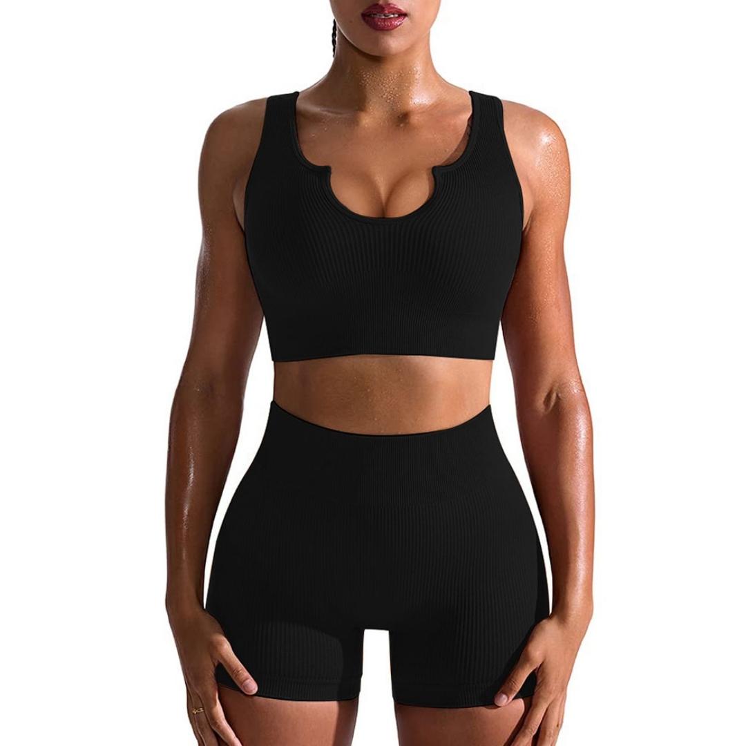 Rosy Brown Aline Seamless Ribbed Workout Set