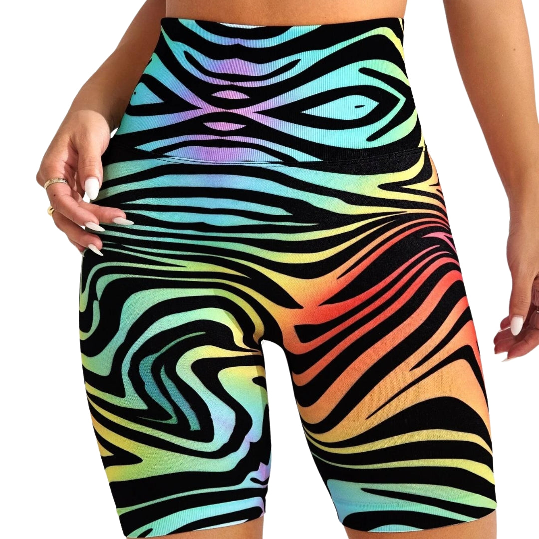 Dark Salmon Eloise Zebra Print Workout Shorts