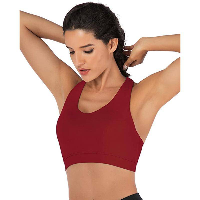 Rosy Brown Criss-Cross Back Padded Strappy Sports Bras