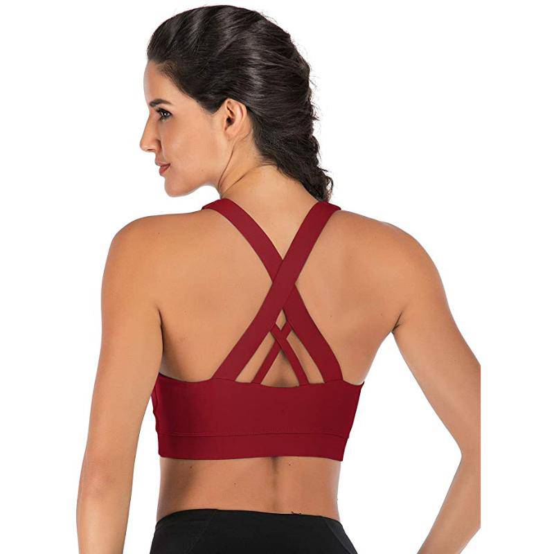 Criss-Cross Back Padded Strappy Sports Bras – AECH ACTIVE