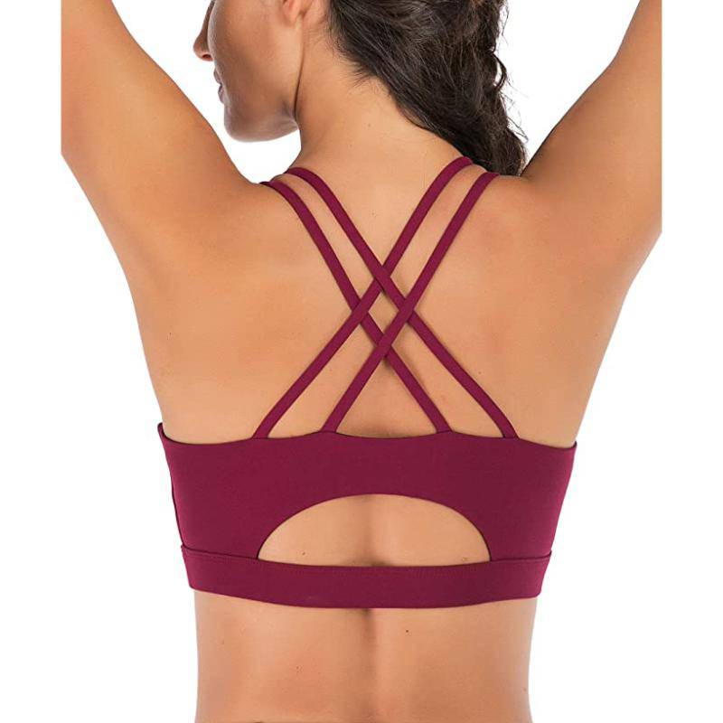 Women's Sports Bra, Sexy Crisscross Back Yoga Bras with Removable