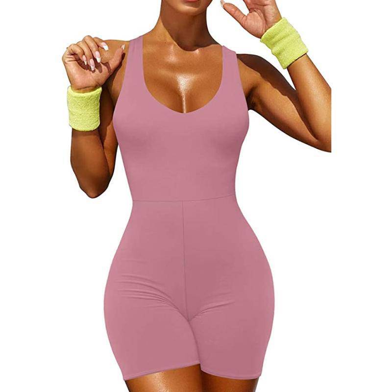 Rosy Brown Sally Solid Sleeveless Racer Back Romper
