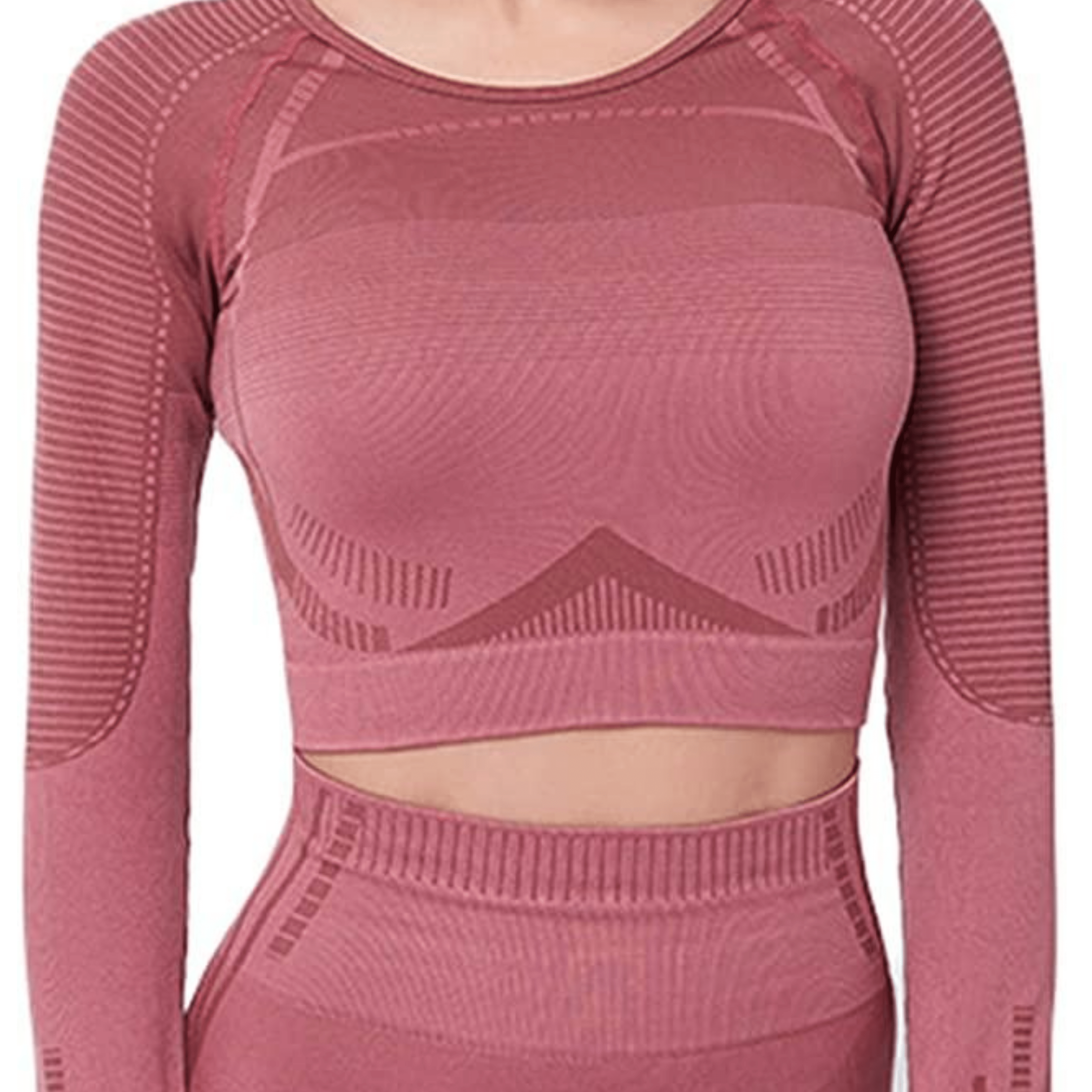 Rosy Brown Workout Geometric Seamless Crop Top