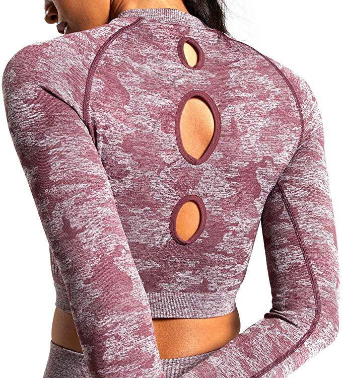 Rosy Brown Camo Seamless Workout Crop Top