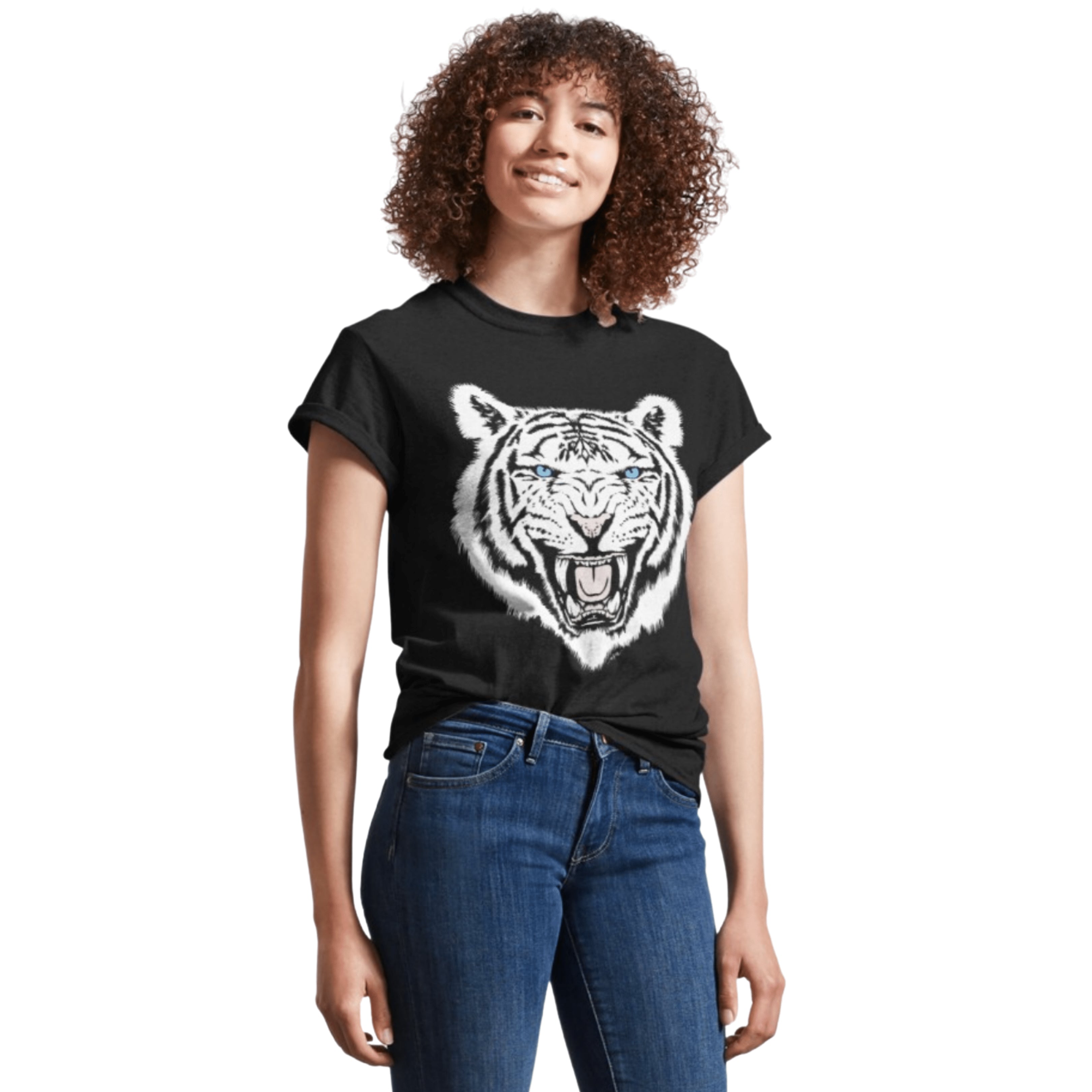 AECH ACTIVE - White Tiger Print Easy Tiger Tee